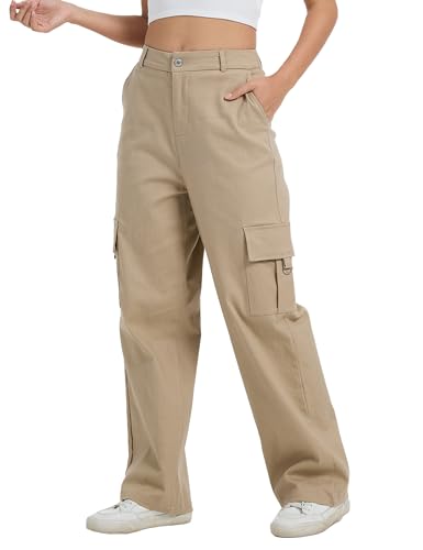 Cargo Pants for Women High Waist Wide Leg Stretchy Pull On Baggy Casual Pants with Pockets3
