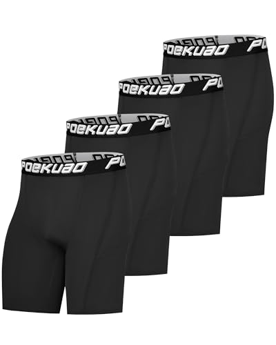 Poekuao 4 Pack Mens Compression Shorts Spandex Running Shorts Sports