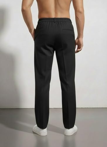 Image of Linen Pants for man | Lower for man | Chinos for Casual Wear |Straight fit Trouser for Men | Elastic Waist Brethable Summer Pants for Regular, Office Wear