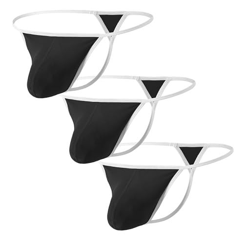 Mens Thong Underwear Sexy G string T Back Thongs Big Ball Pouch Bikini Underwears for Man