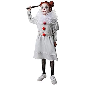 Gojoy Shop- Disfraz de Payaso Asesino para Niñas Halloween (Contiene:Vestido, Cuello,Pintura Esponja,Puñal Retractil y Mochila de Cuerdas.4 Tallas Diferentes)