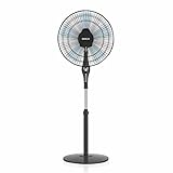 SOGO Ventilador de Pie Oscilante con 3 velocidades, temporizador 2 horas, altura ajustable - 130cm máx. 5 Aspas de 50cm de diámetro - 16', Motor de Cobre, 50w, Negro