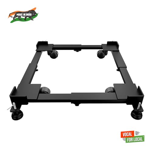 RSK INDIA | Adjustable Washing Machine Stand with Wheels | Heavy Duty 150 kg Load Capacity | Trolley for Washing Machines, Refrigerator & Dishwasher | with Anti-Vibration Leveling Foot view 2