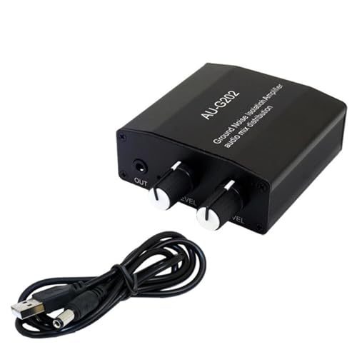 Mezclador de auriculares estéreo de 3,5 mm, consola de mezcla auditiva con doble entrada y capacidad de 2 salidas, mezclador de control de sonido