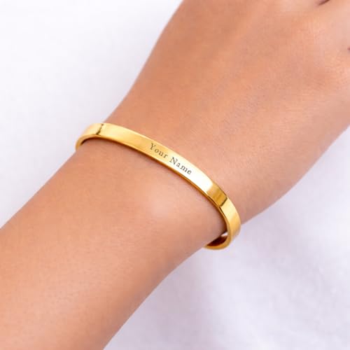 Image of Personalized Bracelet For Men - Adjustable Name Engraved Stainless Steel Bracelet Custom Gift for Him