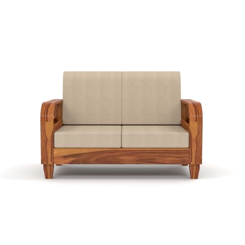 Image of Sheesham Wooden 7 Seater Sofa for Living Room | Solid Wood Sofa with Rattan Cane Side Rack | Rosewood Sofa Set for Home & Office | Lounge (Honey, 3+2+2 Seater)