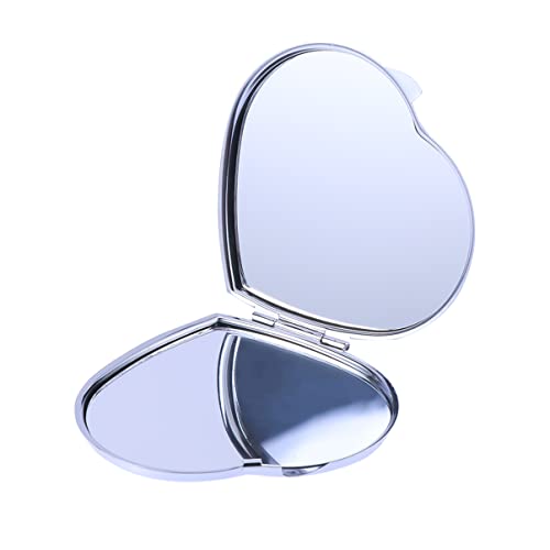 Espejo compacto doble cara en forma de corazón portátil
