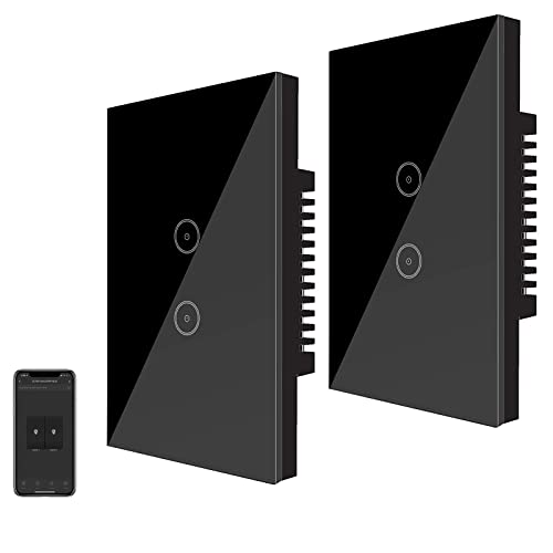 Jinvoo Wifi Smart Wall Light Switch, Remote Control, Glass Panel, 2.4Ghz Wi-Fi Touch Switch, Neutral Wire Required, Works With Alexa And Google Assistant, Remote Control For Smart Living/Doodle Apps #TOP3