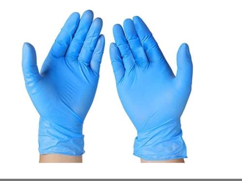 SAYBIO Blue Nitrile Gloves - Multipurpose Medium & Large Disposable Gloves for Food, Cleaning & Examination - Powder Free, Latex Free Non-medical & Non-Surgical gloves (300)