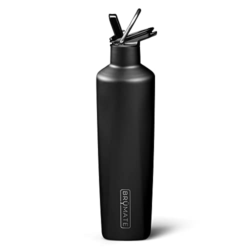 BrüMate ReHydration - 100% Leakproof 25oz Insulated Water Bottle with Straw - Stainless Steel Water Canteen (Matte Black)