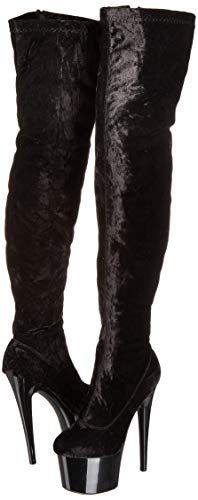 Ellie Shoes Women's Zoey Crushed Velvet Platform Thigh High Boot, Black, 11 M Us #TOP6