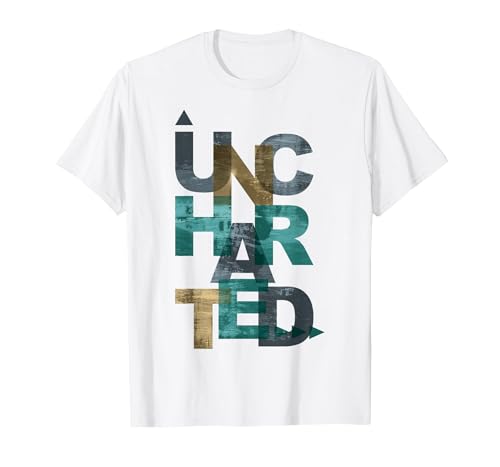 Trendy Uncharted Text Overlay T-Shirt, Men, White, Large