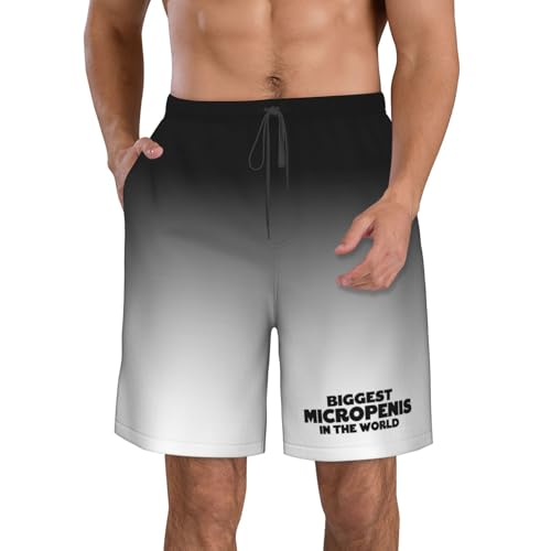 Men's Swim Trunks Bathing Suit Hawaiian Swimsuits Biggest Micropenis in The World Beach Shorts with Pockets,