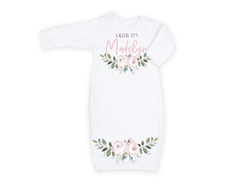 Personalized Newborn Baby Girl Sleeper Gown With Name