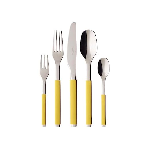 Villeroy & Boch 12-6437-9053 S+ Berry Fantasy Bordsbestick-set, Rostfritt Stål, Gul, Silver, 270 x 75 x 65 mm, Paket med 30
