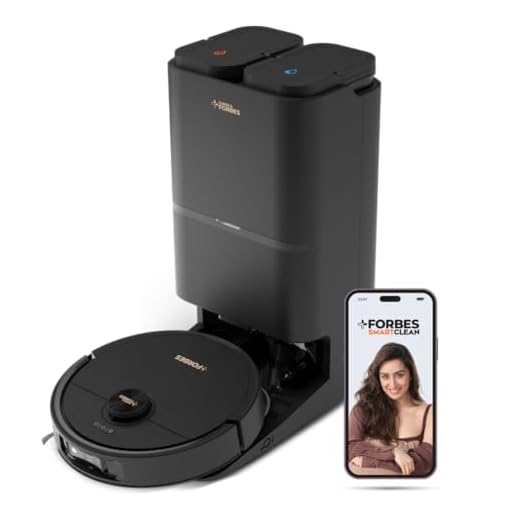 Eureka Forbes SMARTCLEAN Fully Automatic Robotic Vacuum & Mop | Germguard | AI Visual Sensor | LiDAR 3.0 | Hot Water Mop Wash 50°C | Hot Air Dry 60°C | 7000Pa Suction | 50 Days Hands-Free