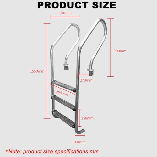 Escalera Piscina Acero Inoxidable Antideslizante 3 Peldaños miniatura 7