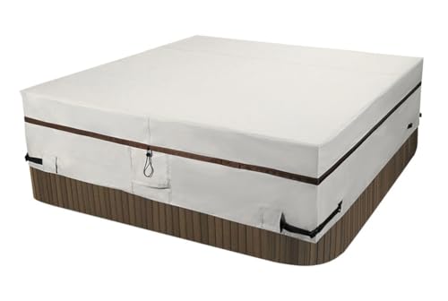 Cobertura para Jacuzzi al Aire Libre para Invierno, Fundas SPA 600D, Adecuada para Bañeras Cuadradas, Resistente al Polvo/Sol/Agua,Gris,216x216x51cm