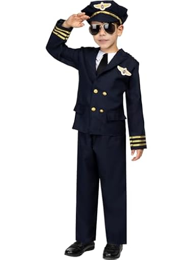 Funidelia | Disfraz de piloto de aviones para niño Avión, Original y Divertido, Profesiones - Disfraz para niños y divertidos accesorios para Fiestas, Carnaval y Halloween - Talla 10-12 años | Ya disponible en tu tienda friki favorita! En mundofriki.es!