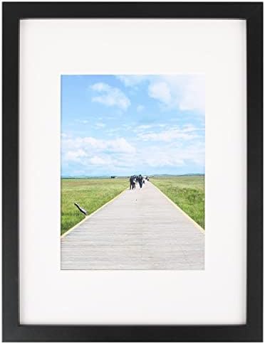 Aynoo 9x12 Picture Frame Wooden Picture Frame Display Pictures 6x8 Picture Frame with Mat or 9x12Without Mat, HD Minimalism Black Wood Picture Collage Photo Frames for Wall Mounting 9x12 (1 Pack)