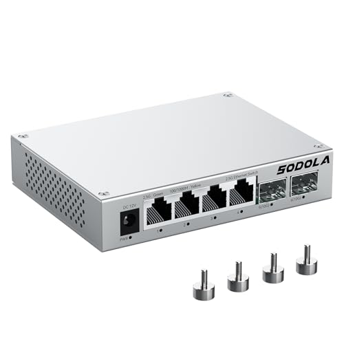 Amazon.co.jp: Sodola 2.5gbps スイッチングハブ 6ポート（4x2.5G RJ45
