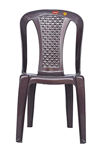 Image of Prima Plastic Chair for Living Room | Set of 2 | Chair for Home, Living Room, Multipurpose | Stackable Chair Without Arm | 100% Virgin Plastic | Chair 4003 (Weather Brown Colour)