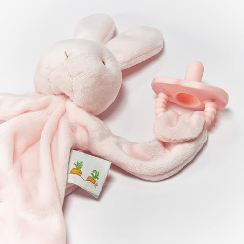 Image of Bunnies By The Bay inchBlossom inch Bunny Silly Buddy - Animal Pacifier Holder Plush Toy with Velcro Loop Attachment - 10 inch (25cm) Size