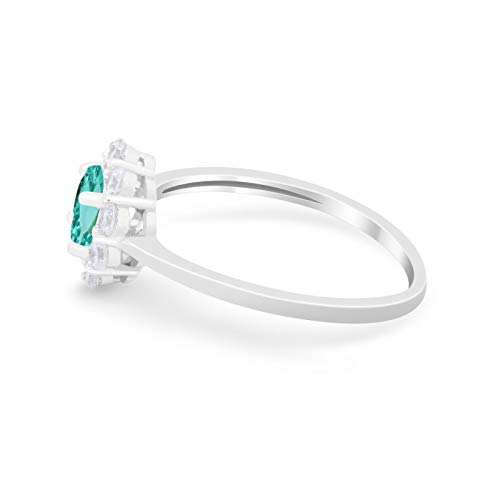 Blue Apple Co. Halo Art Deco Cluster Floral Wedding Engagement Ring Petite Dainty Round Cubic Zirconia 925 Sterling Silver3