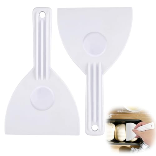 2 Pezzi Spatola Pizza, Misura Raschietto per Pasta in Plastica con Fori Spatola Paletta Cucina Taglia Impasto con,Manico per Torte Pizza Taglio Del Pane Utensili da Cucina, Bianco