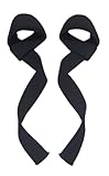  Correas Levantamiento de Pesas, Agarres para Gym, Agarraderas Gimnasio, Peso Muerto - Lifting Straps - Mujeres y Hombres (Negro)