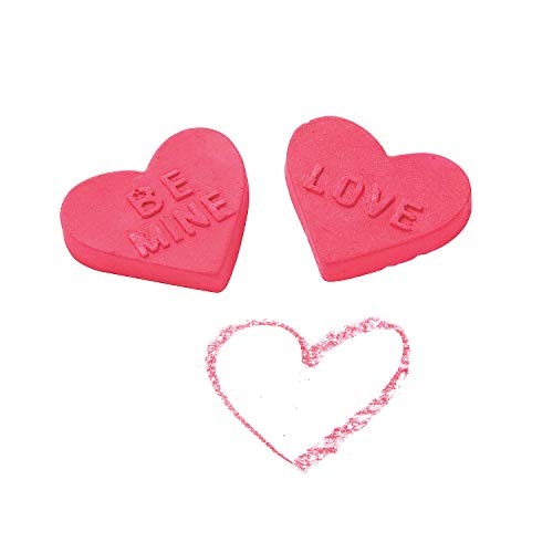 Fun Express Valentine Chalk Hearts – Heart Shaped Chalk Pieces Valentines Day Crafts Classroom Activities & Party Favors – Ideal DIY Projects Love Notes and Decor – Perfect Kids & Adults – 12 Pieces