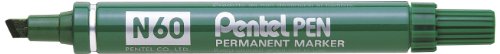 Pentel N60 Permanent Marker Chisel Tip with Aluminium Barrel, Waterproof Green Ink (Single Pen)