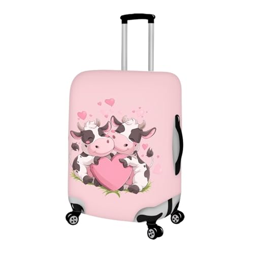Image of Mumeson Heart Shaped Cow Luggage Cover for Suicase Elastic Suitcase Protectors Protective Zipper Luggage Covers Fit 18-32 Inches Suitcase