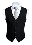 HISDERN Men's Suit Vest Black Vest Lightweight Formal Dress Vest Business Tuxedo Waistcoat Slim Fit Jacket or Suit for Wedding