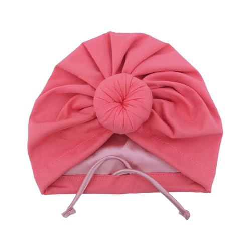 Image of Silky Satin Lined Turban Hat for Babies Infant Toddler Girls Boys Bonnet Newborn Cotton Beanie Little Kids Shower Caps