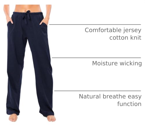 Image of Sexy Basics Women's Soft Flex 100% Cotton Knit Pajama Pants | Lounge Sleep Bottoms | Drawstring & Pockets| Multi Packs