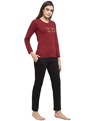 Image of Claura Women Cotton Solid Top & Pyjama Set