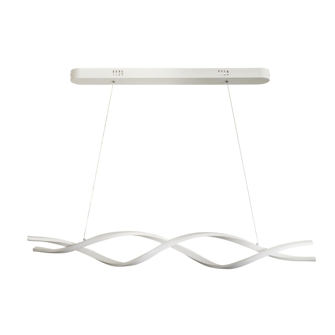 MAKA Lampadario a Sospensione LED Soggiorno, Lampada Cambio Temperatura Luce Calda-Naturale-Fredda, Design a Intreccio, 48 Watt 5280 Lumen, 220 Volt, Lampadario Camera da Letto (Switch Bianco)