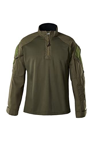 Vertx Recon Mens Tactical Shirt, Long Sleeve Breathable Zipper Tactical Work Top with Pockets, Ripstop Fabric, EDC Hunting Shooting Hiking Survival Gear, Olive Drab Green, Small