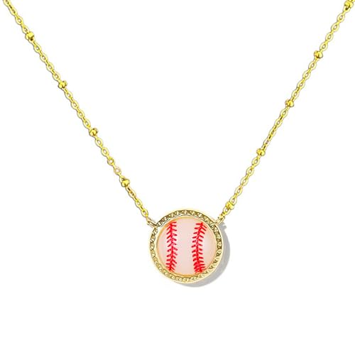 Generic Baseball Necklace Baseball Gifts for Women Mom Team Softball Baseball Charm Necklace