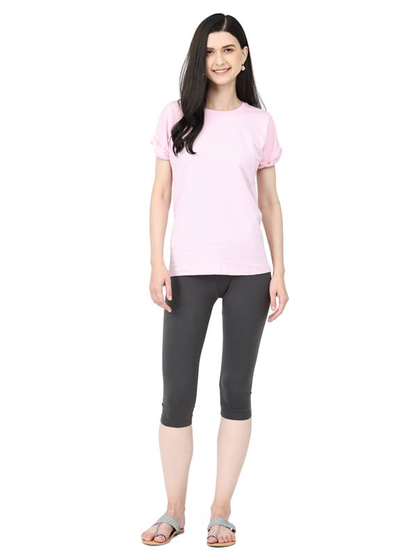 Image of Robinbosky Premium Stretchable Cotton Capri Legging for Women | Suitable for Formal wear & Casual wear | High-End Elastic Makes. The Leggings Squat Proof and Durable for Travel, Yoga, & Workout.