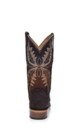 CORRAL MEN'S CHOCOLATE EMBROIDERY NARROW SQ. TOE, LEATHER SOLE, LAMB/COWHIDE LEATHER, WESTERN BOOTS, C40233
