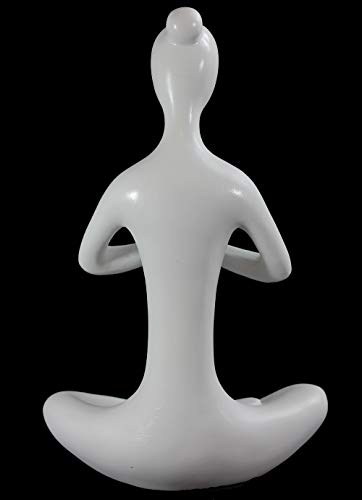 Estatua de Yoga en Pose de Oración Blanca 20 cm miniatura 3