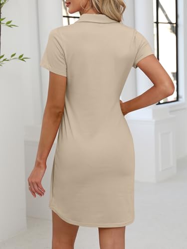 Image of ANRABESS Women Mini T Shirt Dress, V Neck Short Sleeve with Pockets, Soft Medium Stretch Trendy Summer Casual Beach Vacation