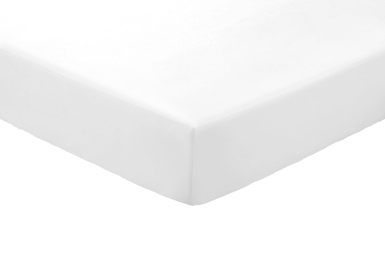 Amigozone Extra Deep 16"(40cm) Non Iron Percale Pollycotton Fitted Sheets (Double, White)