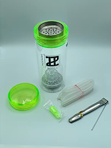 Hookah Set – Portable Glass Water Pipe With Led Lights – Bottle Style Water Vase With Holder, Tray, Mouthpiece – Lightweight And Compact, Mini Glass Pipe With 3 Led Settings (Green) #TOP1