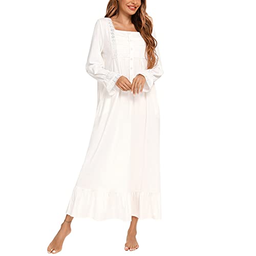 Vêtements de nuit pour dames à volants : chemises de nuit doux coton chaudes et confortables