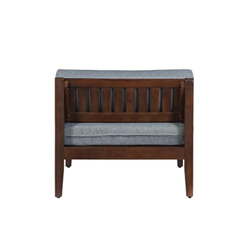 Linon Walnut Middle Grey Removable Upholstered Cushions For Outdoor Patio Tallahassee Chair, Walnut & Grey #TOP7