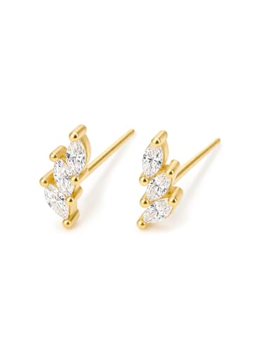 Image of S925 Sterling Silver Earrings, Hypoallergenic Stud for Women & Men | Minimalist Dainty Design, Solid 925 Sterling Silver or with 18K Gold Plate, Daily /Party Wear, Birthday Gift, Silver or Gold
