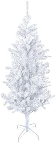 ASAB Artificial Christmas Xmas Tree Decoration Pine Snow Tipped Cones Metal Plastic Stand Base Indoor Outdoor Festive Party Family Fun (6FT White)